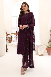 Elegant Multi-Shade Embroidered Chiffon Dress