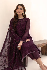 Elegant Multi-Shade Embroidered Chiffon Dress