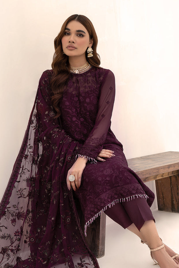 Elegant Multi-Shade Embroidered Chiffon Dress