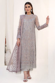 Embroidered Net Dress with Pink Contrast Dupatta