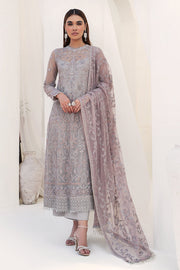 Embroidered Net Dress with Pink Contrast Dupatta