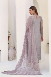 Embroidered Net Dress with Pink Contrast Dupatta