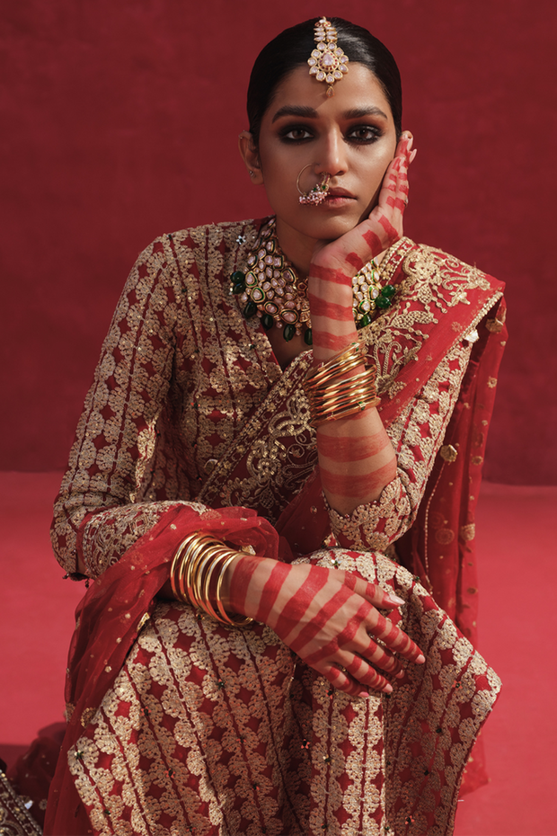 Raw Net Red Kameez Sharara Pakistani Wedding Dresses 2023