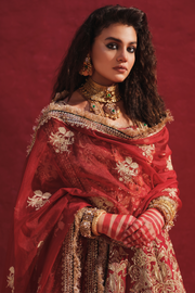 Raw Silk Maroon Pishwas for Pakistani Bridal Dress
