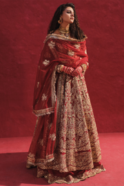 Raw Silk Maroon Pishwas for Pakistani Bridal Dresses 2023