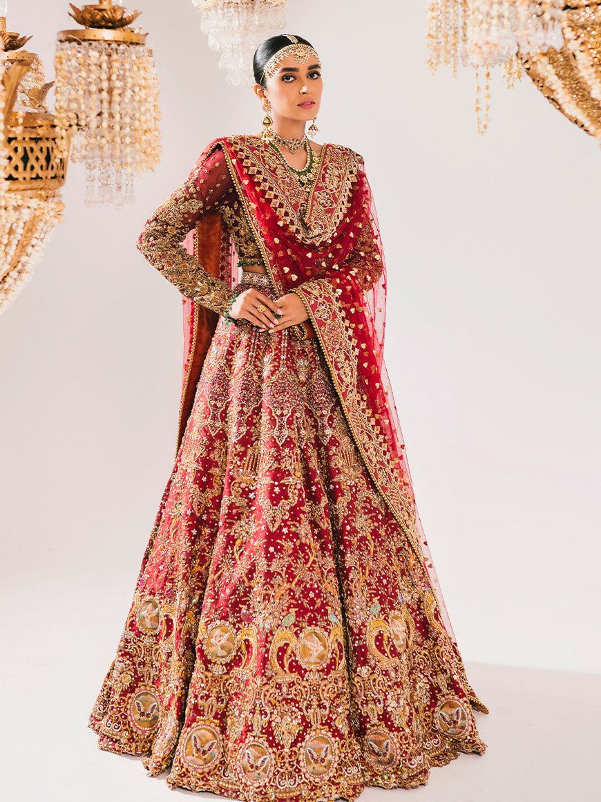 Elegant Red Bridal Lehenga Choli - Pakistani Wedding Dresses
