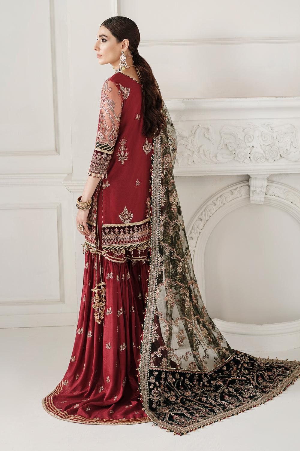 Red Kameez Trouser Style Pakistani Wedding Dress