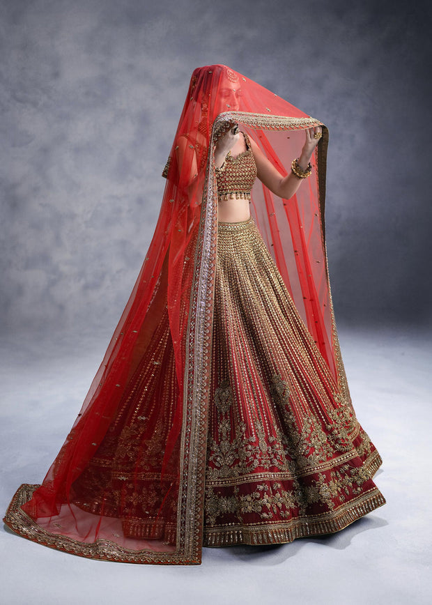 Red Lehenga Choli Dupatta Bridal Wedding Dress