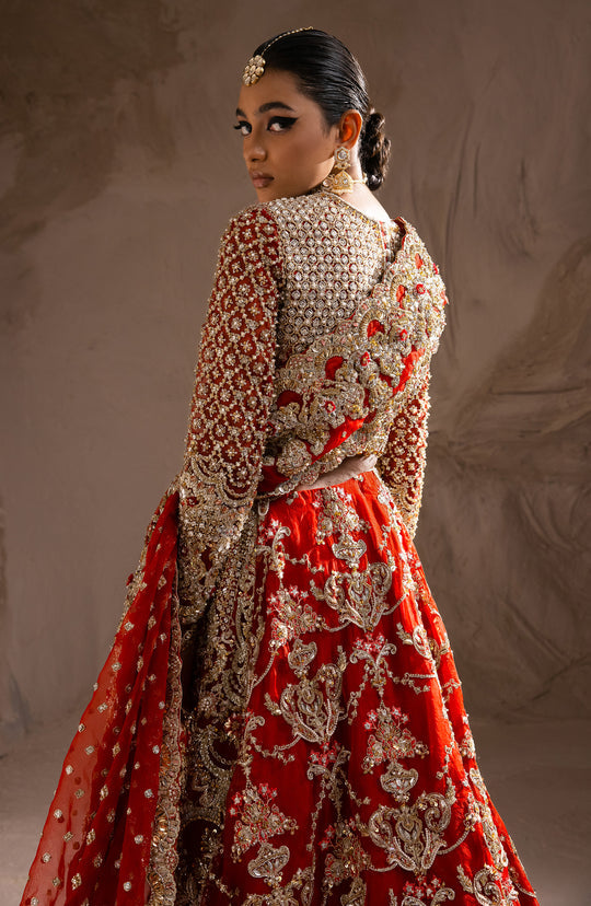 Red Lehenga Choli Embellished Pakistani Bridal Dress Online