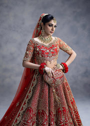 Red Lehenga Choli and Dupatta Bridal Wedding Dress Online