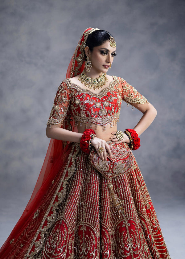 Red Lehenga Choli and Dupatta Bridal Wedding Dress Online