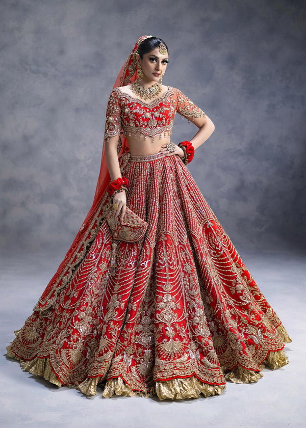 Red Lehenga Choli Dupatta Bridal Wedding Dress