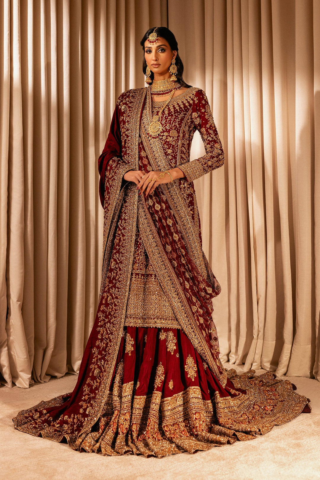 Stunning Red Pakistani Bridal Lehenga and Kameez