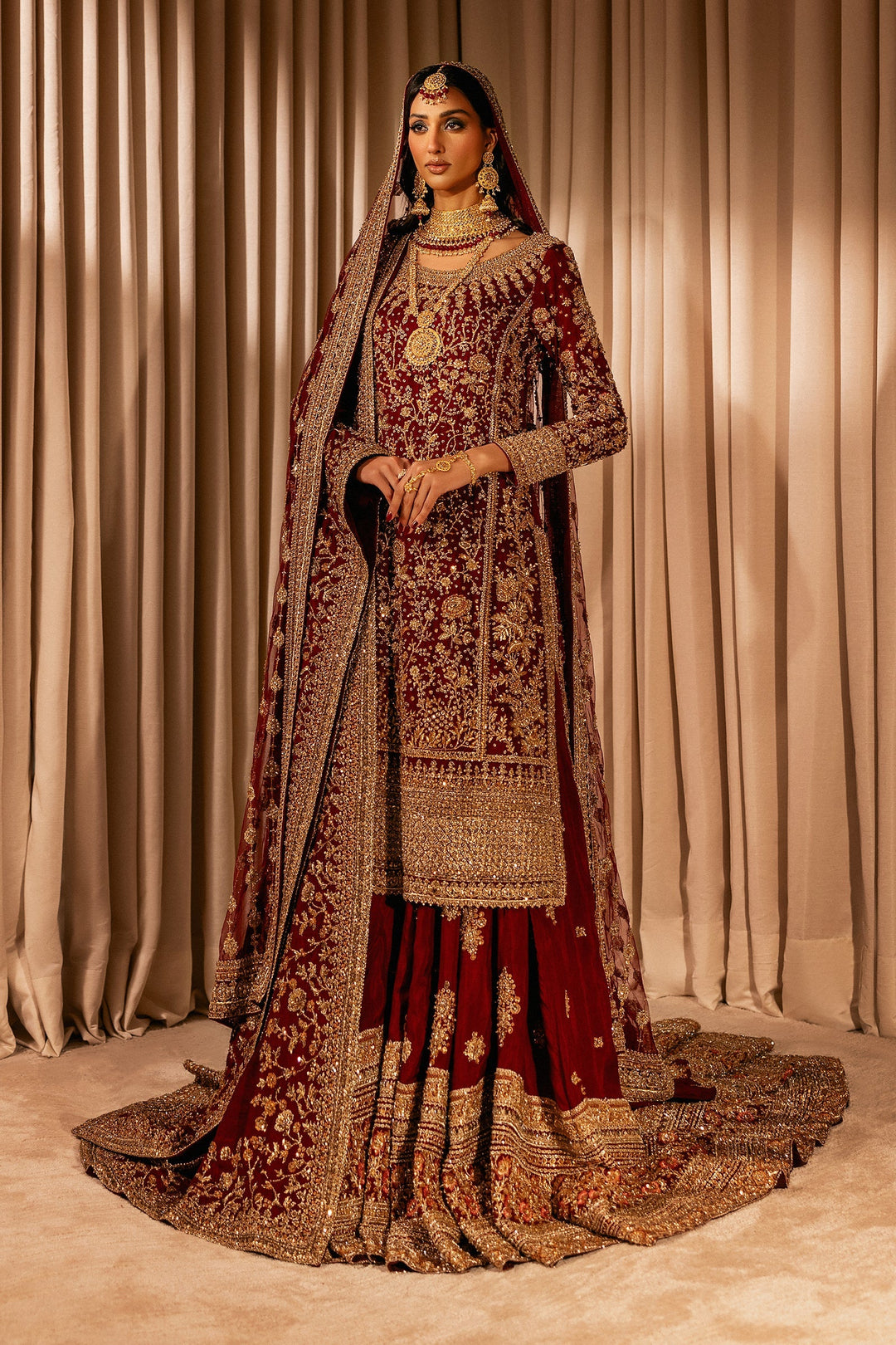 Stunning Red Pakistani Bridal Lehenga and Kameez