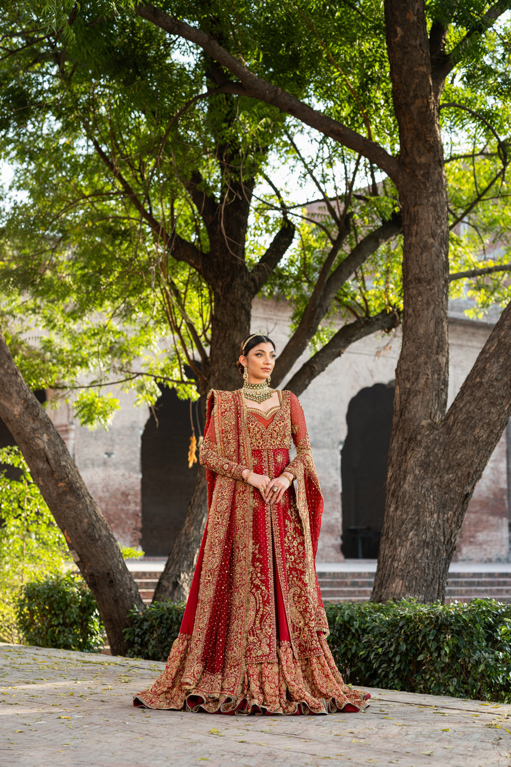Elegant Red Pakistani Bridal Dress & Lehenga Style