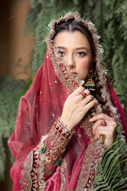 Red Pakistani Bridal Outfit in Gharara Kameez Style