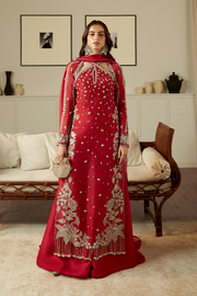 Red Pakistani Wedding Dress in Kameez Trouser Style