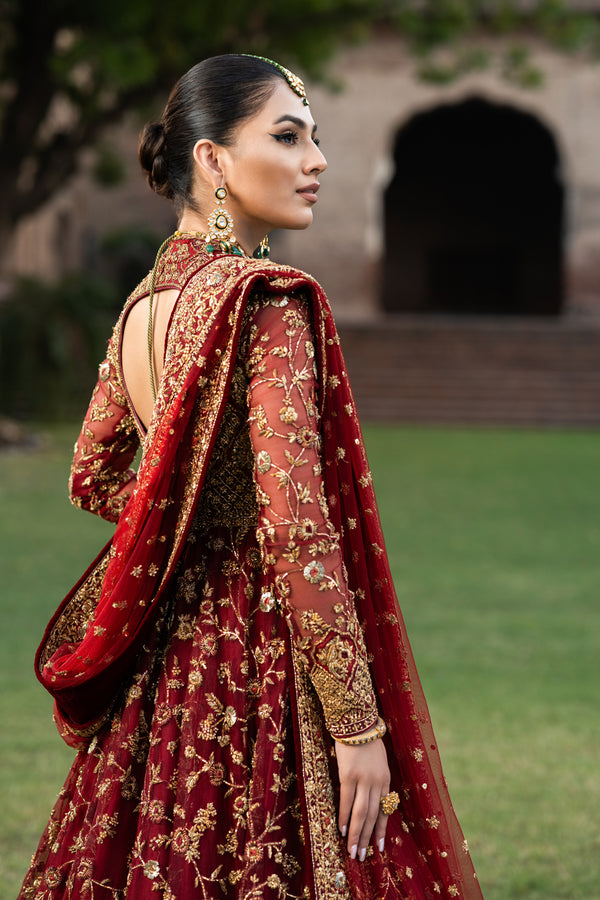 Stunning Maroon Pishwas & Lehenga Pakistani Bridal Dress