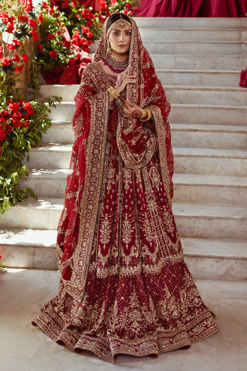Red Pakistani Bridal Lehenga Frock - Exquisite Bridal Dresses