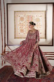 Red Pakistani Bridal Dress in Lehenga Pishwas Style Online