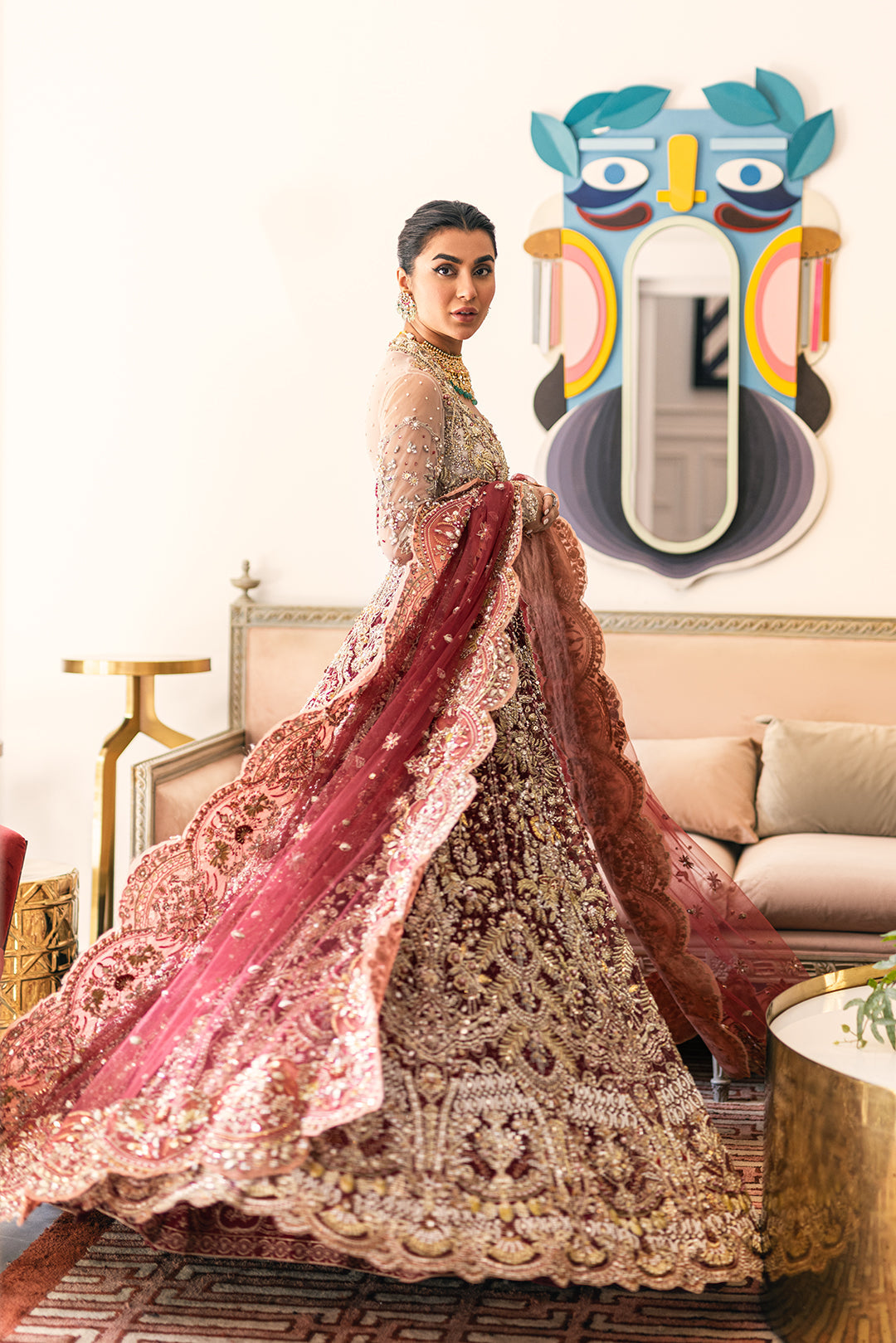 Elegant Pakistani Bridal Dress in Rich Red with Intricate Embroid