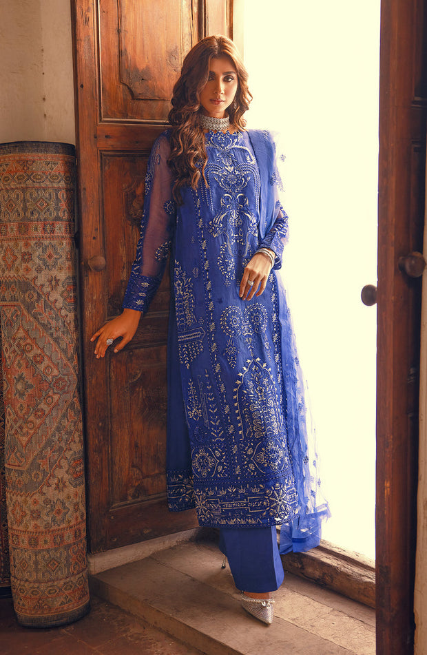 Regal Blue Embroidered Pakistani Salwar Kameez Dupatta Suit