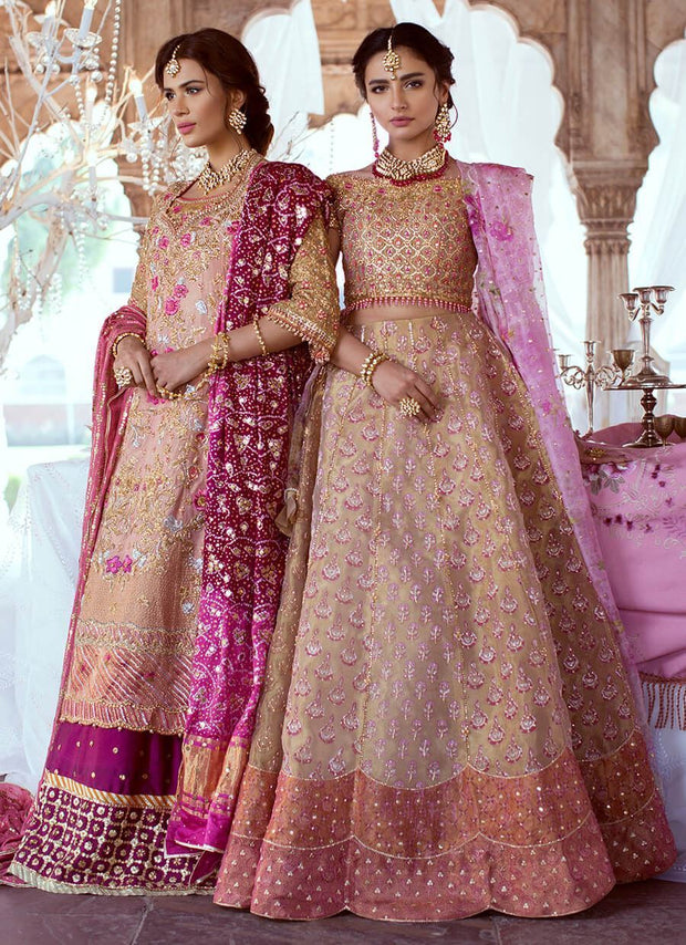 Rose Gold Lehenga Choli Pakistani Bridal Dress