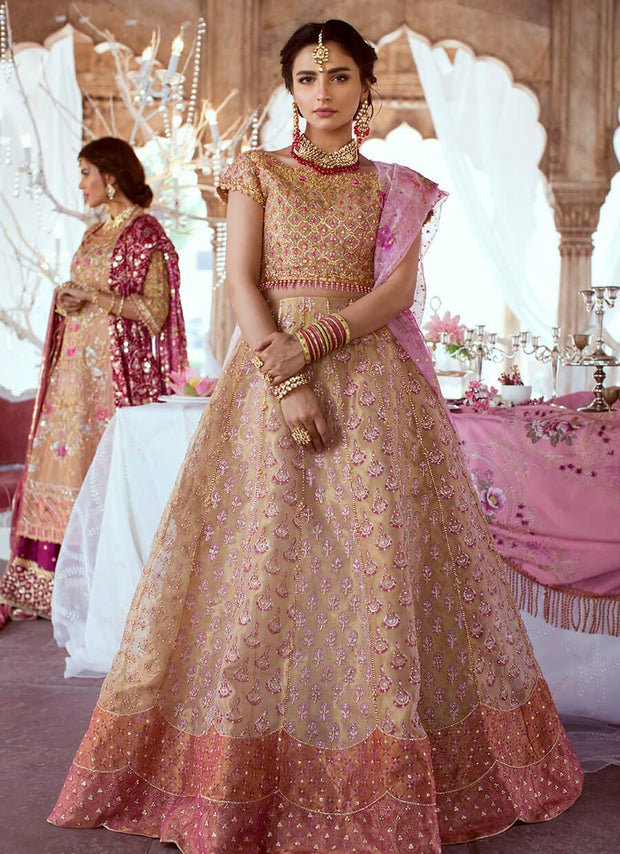 Rose Gold Lehenga Choli Pakistani Bridal Dresses