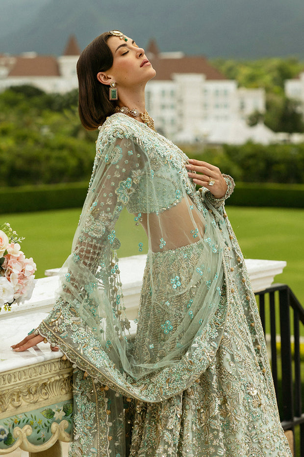 Royal Aqua Green Net Lehenga Choli Pakistani Bridal Dress