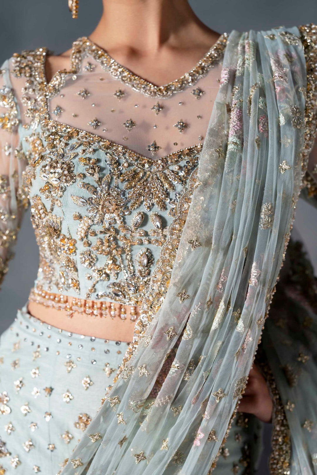 Royal Blue Bridal Lehenga Choli and Dupatta Dress for Wedding