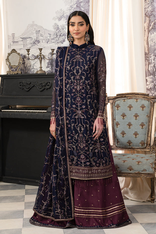 Royal Blue Embroidered Pakistani Wedding Dress kameez Gharara 2024