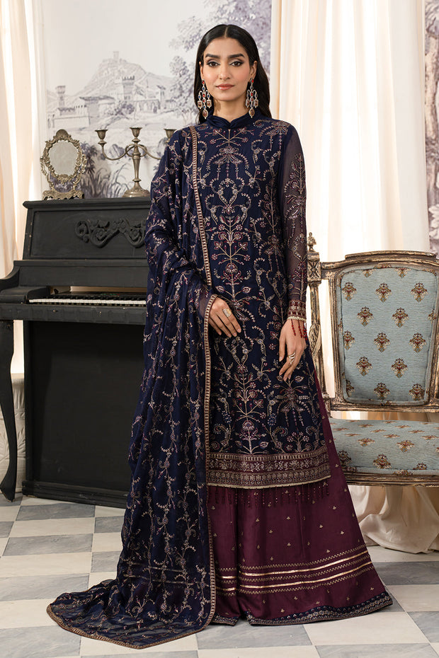 Royal Blue Embroidered Pakistani Wedding Dress kameez Gharara