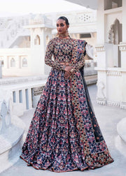 Royal Blue Floral Embroidered Pakistani Wedding Wear Lehenga Choli