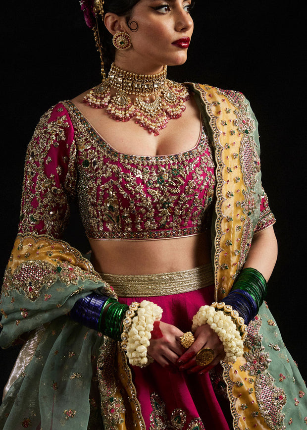 Royal Bridal Wedding Mehndi Dress in Lehenga and Choli Style