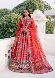 Royal Crimson Red Embroidered Pakistani Wedding Dress Pishwas Frock