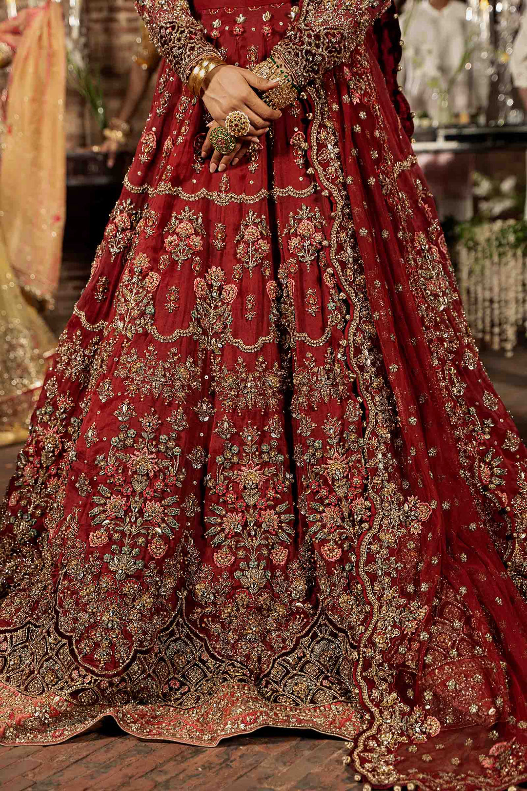 Elegant Deep Red Pakistani Bridal Lehenga Choli