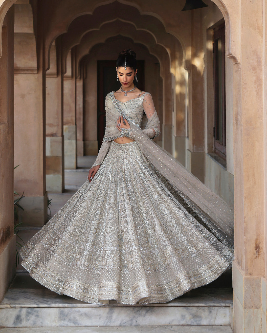 Royal Embellished Bridal Lehenga Choli Dupatta for Wedding