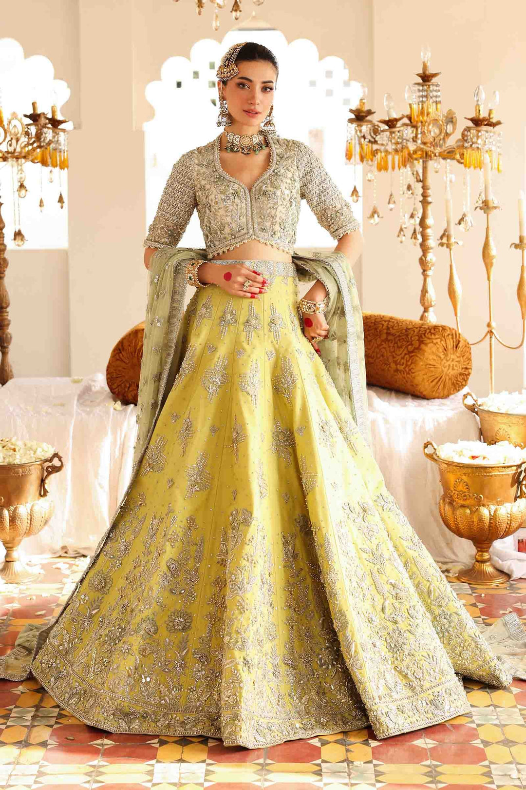 Royal Embellished Bridal Lehenga Choli Dupatta for Wedding