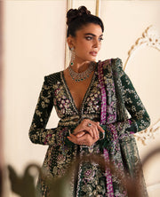 Royal Embellished Green Pishwas Frock Pakistani Wedding Dress
