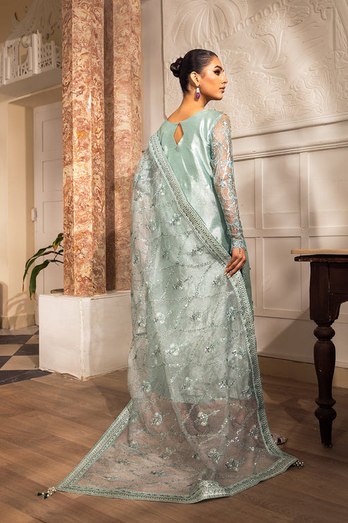 Royal Embellished Kameez Trouser Blue Pakistani Party Dress