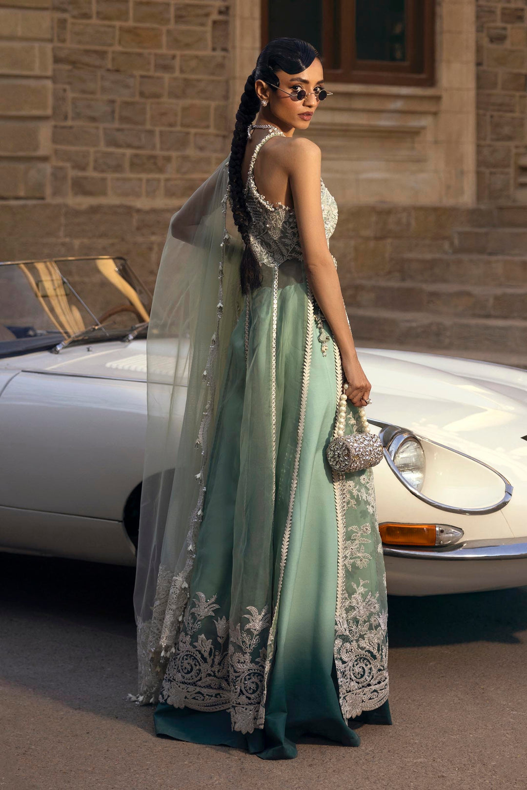 Ethereal Sage Green Pakistani Party Dress – Nameera by Farooq