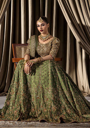 Royal Green Lehenga Choli and Dupatta Pakistani Bridal Dress