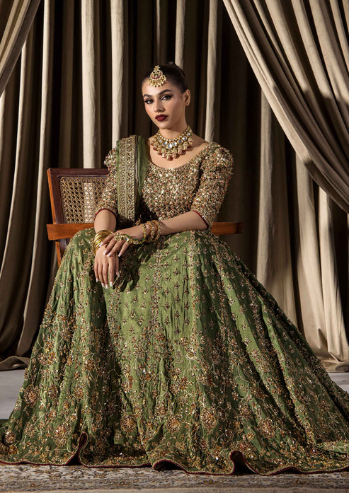 Royal Green Lehenga Choli and Dupatta Pakistani Bridal Dress