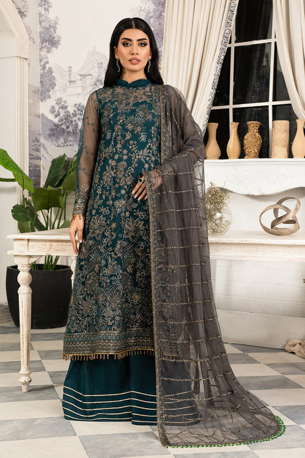 Royal Green Pakistani Party Dress in Kameez and Trouser Style