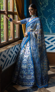 Royal HSY Blue Bridal Lehenga Choli and Dupatta Wedding Dress