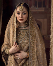 Royal Hazel Green Embroidered Pakistani Bridal Wear Lehenga In USA