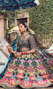 Royal Indian Bridal Dress in Royal Black Lehenga Choli Style