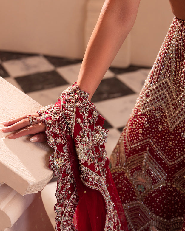 Royal Indian Bridal Dress in Wedding Red Choli Lehenga Style