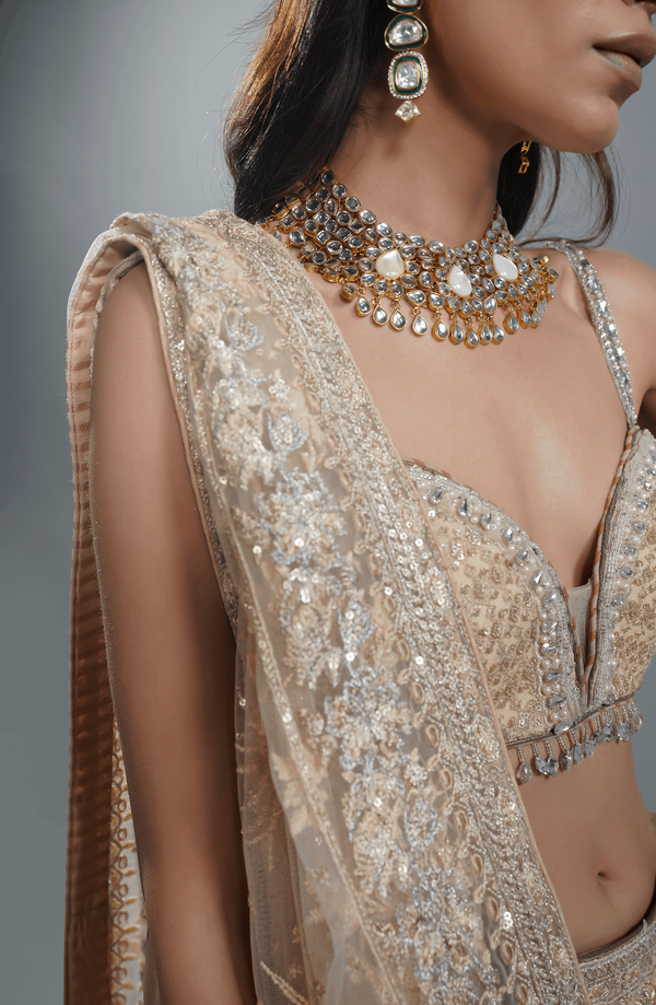 Indian Wedding Dress in Bridal Net Lehenga Choli Style