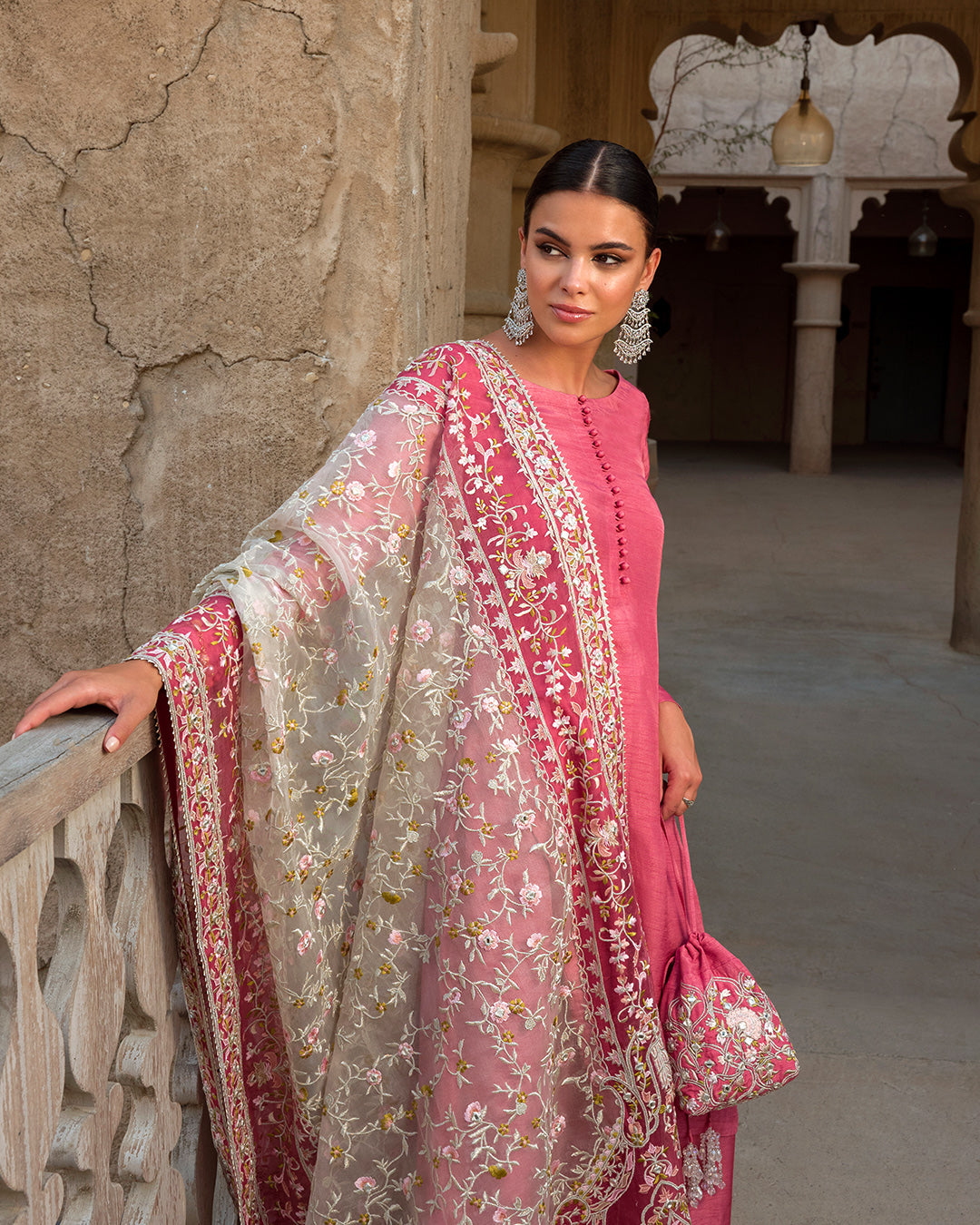 Royal Kameez Trouser Dupatta Pink Pakistani Wedding Dress